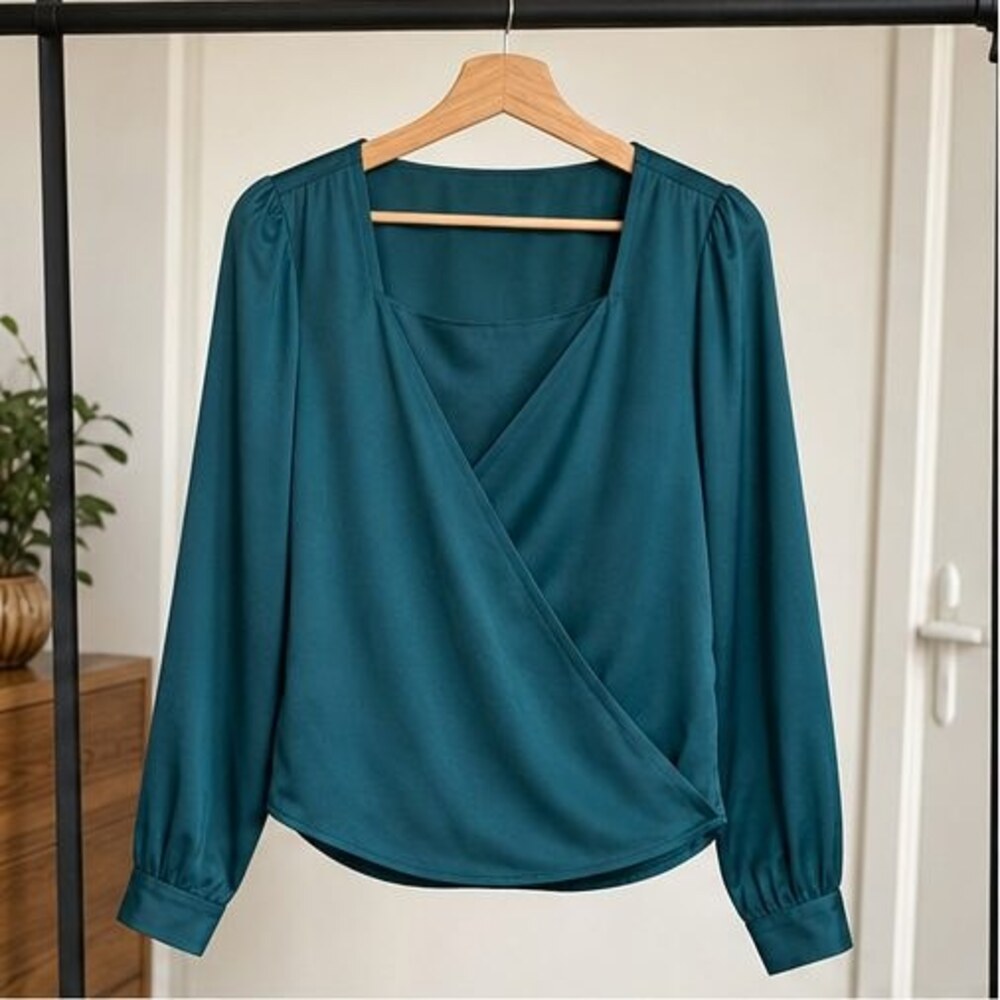 Teal Ruffle Blouse